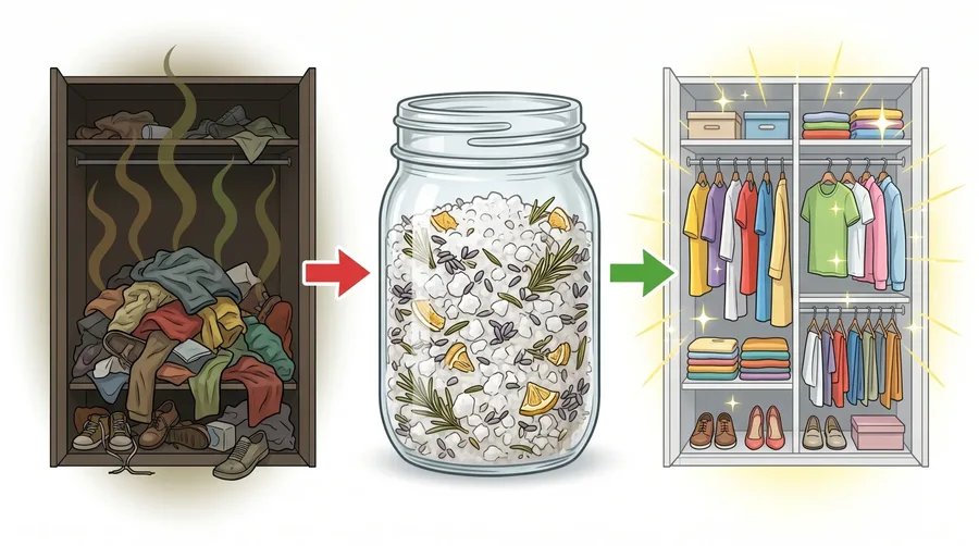 Coarse salt air freshener to keep clothes from smelling like the wardrobe